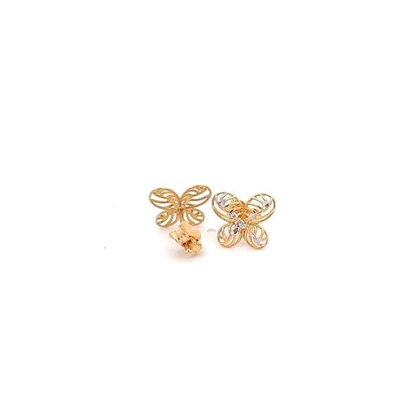 Unbranded Jewelry - 18K Gold Earrings Flower Yellow White 1.27 grams
